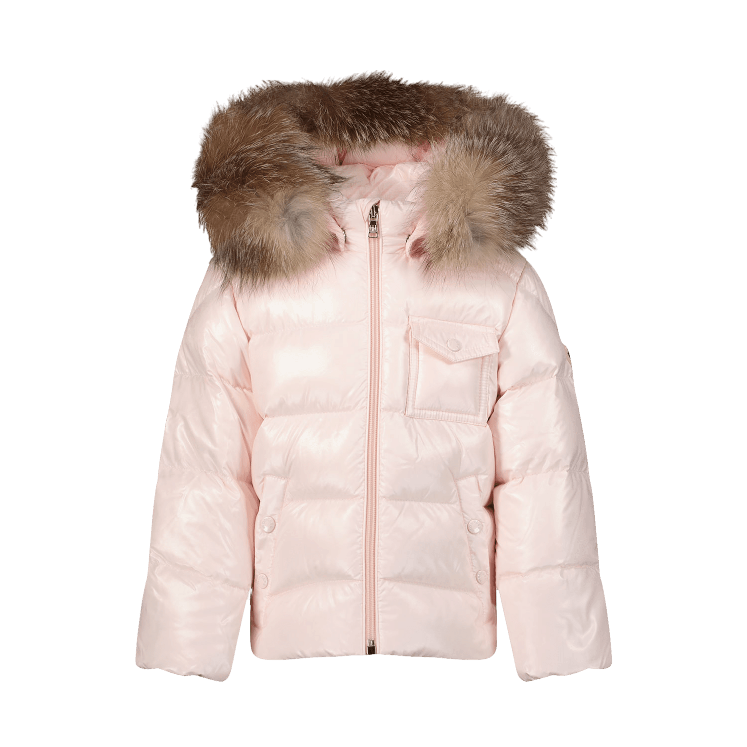 Pink moncler baby coat deals