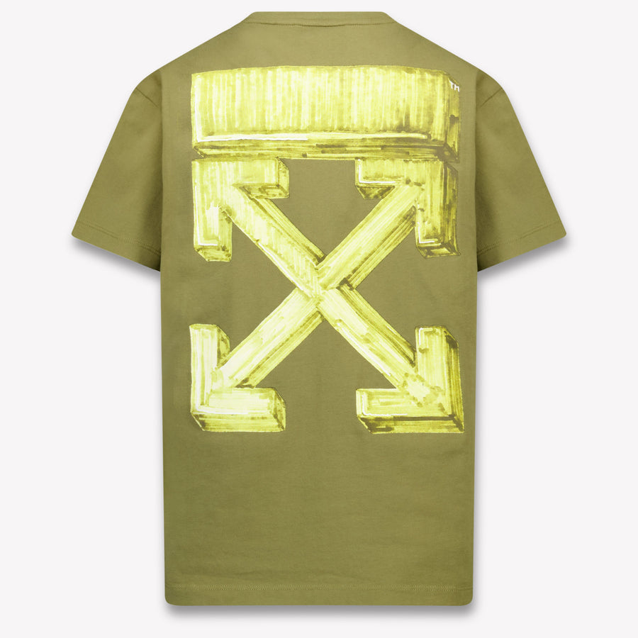 Off-White Kinder Jongens T-Shirt In Olijf Groen