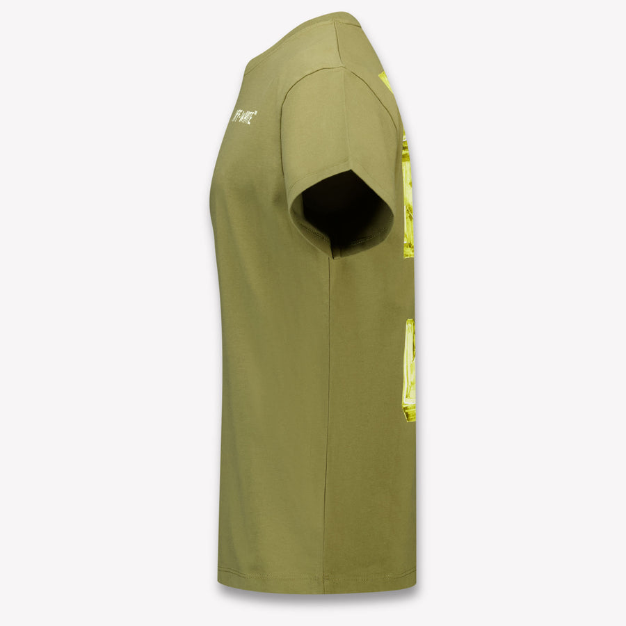 Off-White Kinder Jongens T-Shirt In Olijf Groen