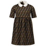 Fendi Kids Girls Dress Brown