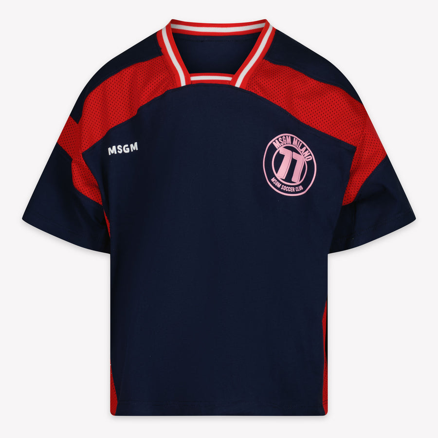 MSGM Kids Girls  T-Shirt Navy