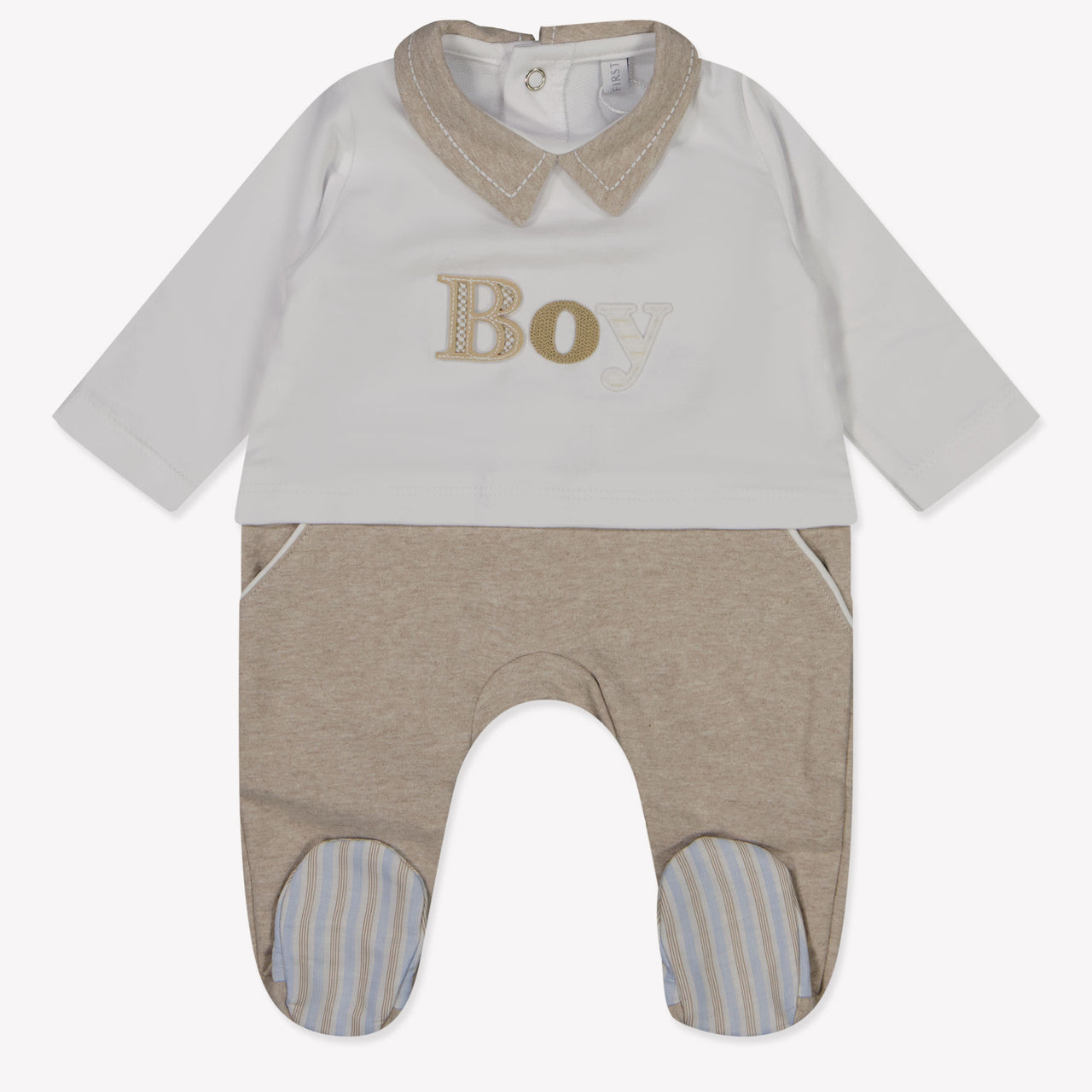 First Baby Jongens Boxpakje In Beige