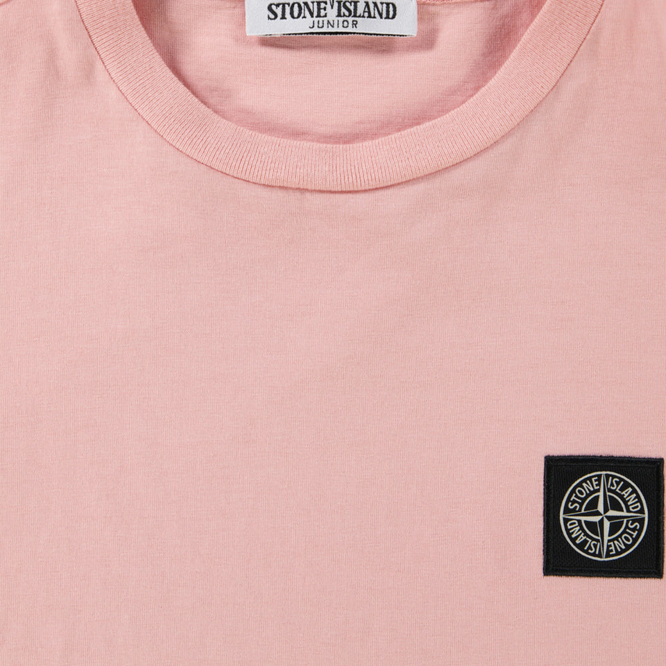 Stone Island Kinder Jongens T-Shirt In Roze