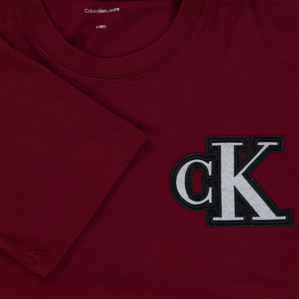 Calvin Klein Kinder Jongens T-Shirt In Bordeaux