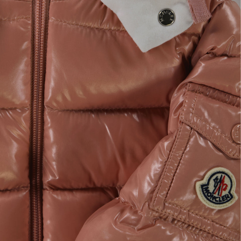 Moncler Bady Baby Girls Winter Jacket  Old Pink