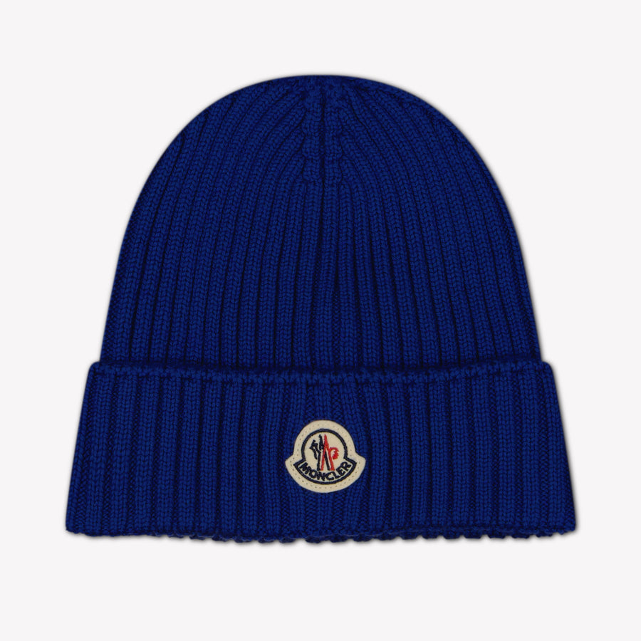 Moncler Unisex Kids Beanie in Cobalt Blue