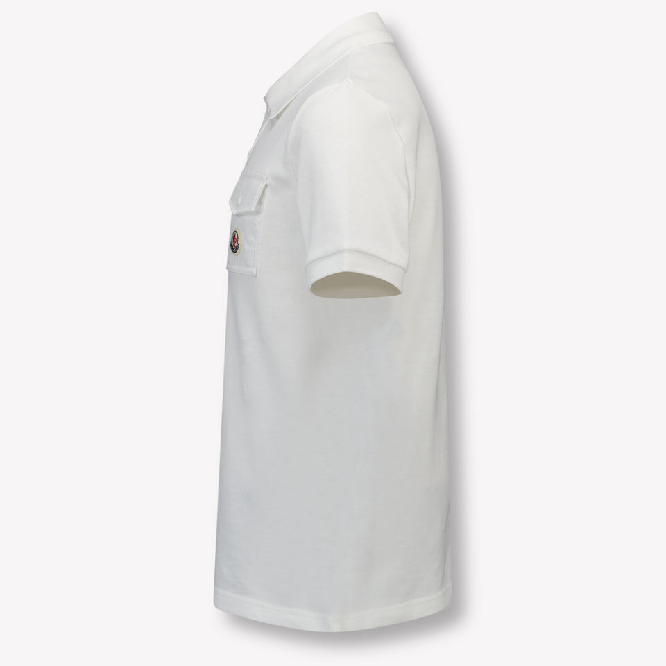 Moncler Kids Boys Polo  White