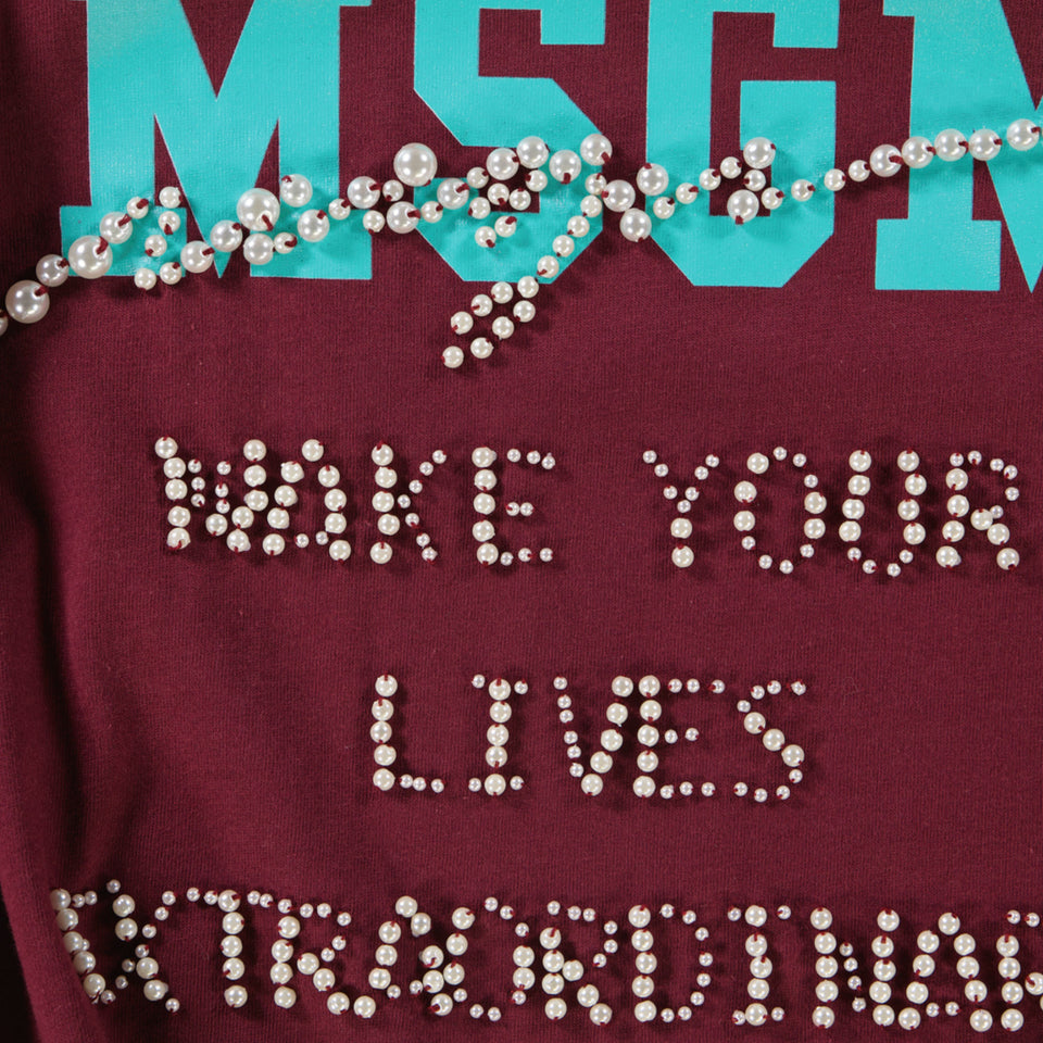 MSGM Kids Girls  T-Shirt Bordeaux