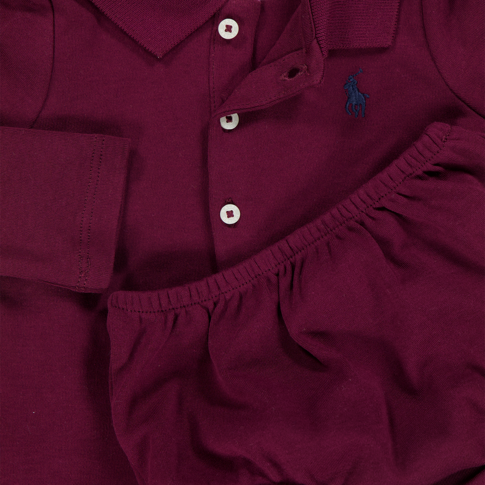 Ralph Lauren Baby Meisjes Jurk In Bordeaux