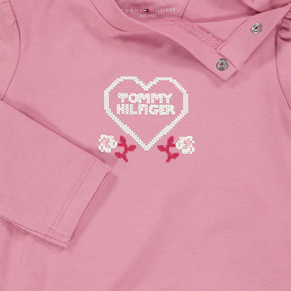 Tommy Hilfiger Baby Meisjes T-Shirt In Donker Roze