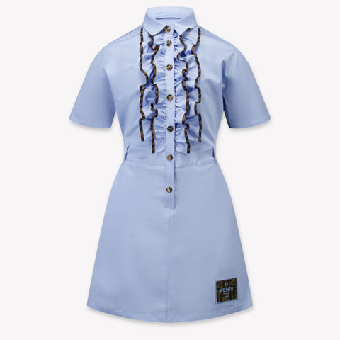 Fendi Kinder Meisjes Jurk In Licht Blauw