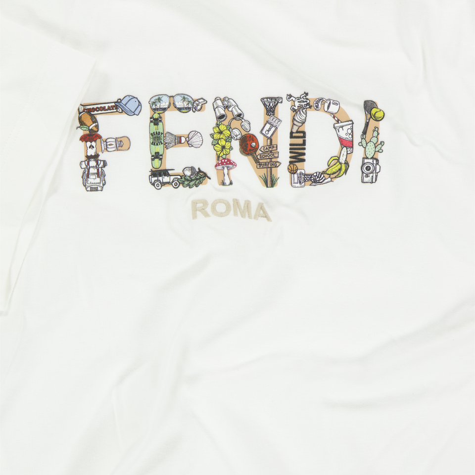 Fendi Kids Boys  T-Shirt White