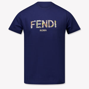 Fendi Kinder Jongens T-Shirt In Navy