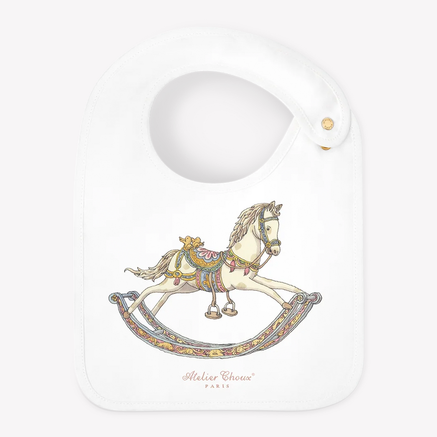 Atelier Choux Baby Bib Rocking Horse in White