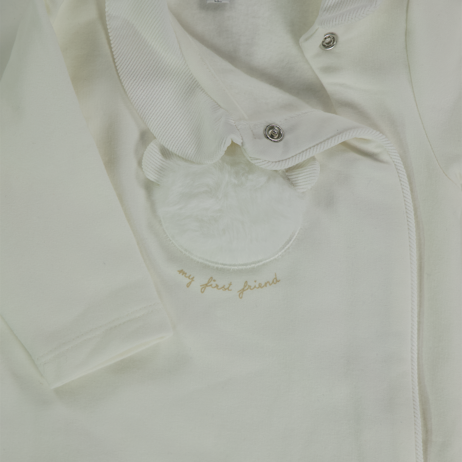 First Baby Unisex Playsuit In OffWhite