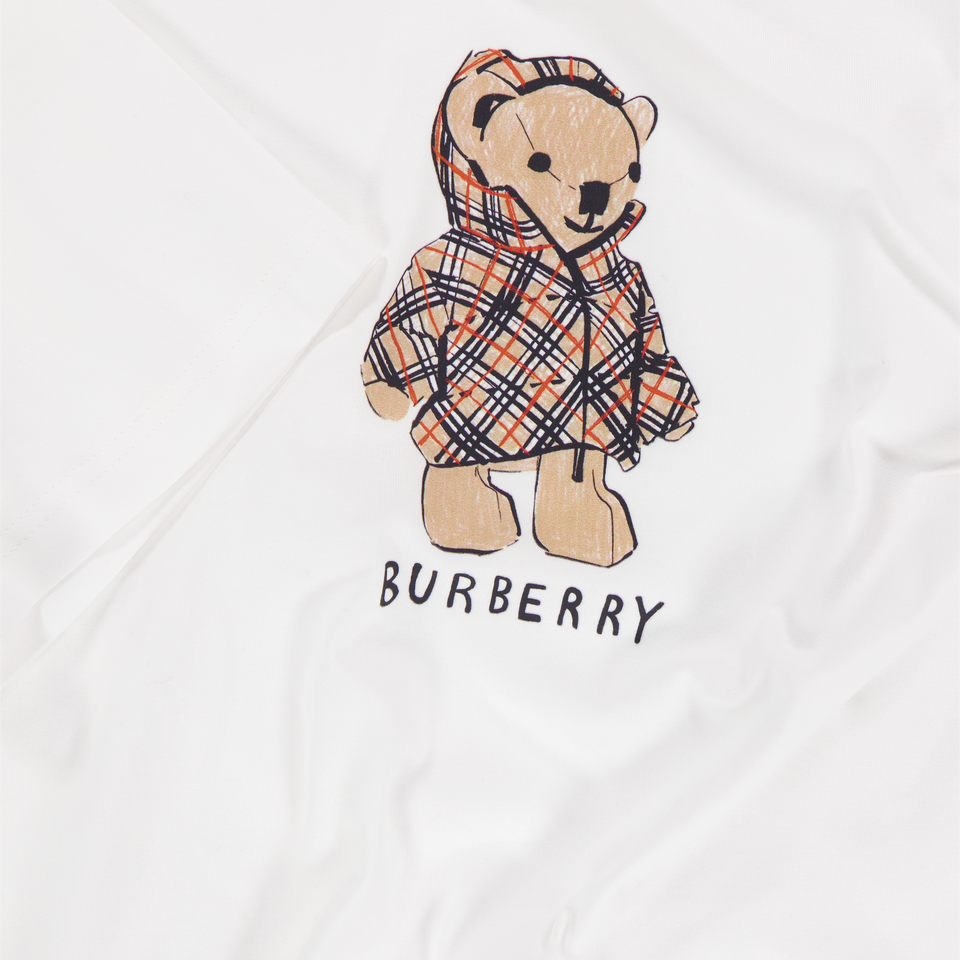 Burberry Cedar Teddy Kinder Unisex T-Shirt In Wit