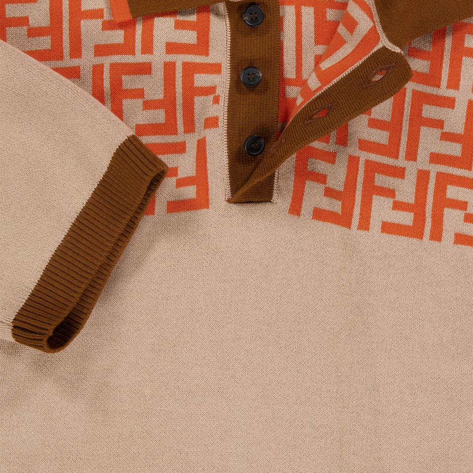 Fendi Kids Boys Polo In Beige