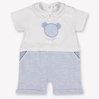 First Baby Boys Playsuit In White