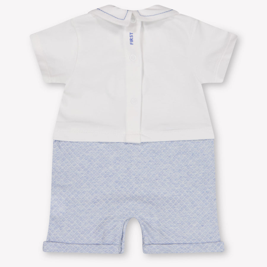 First Baby Boys Playsuit In White