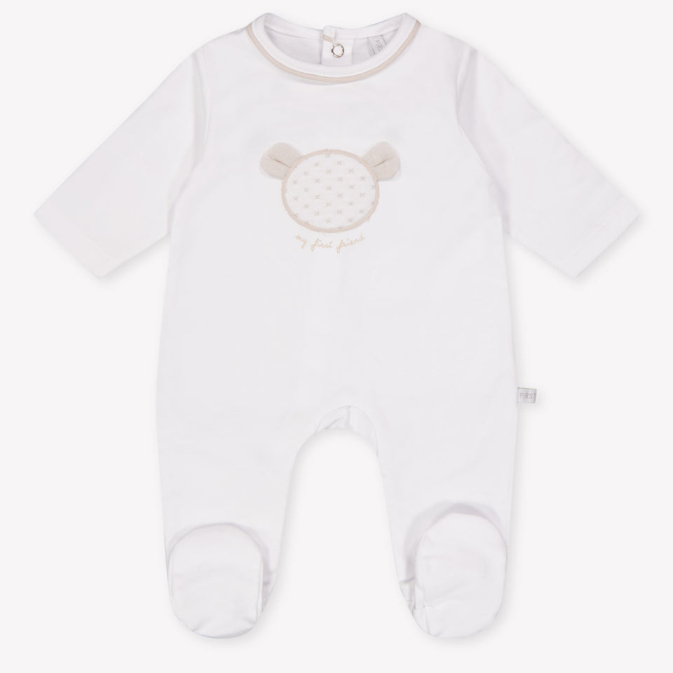 First Baby Unisex Playsuit In White
