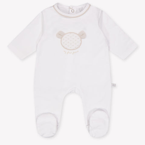 First Baby Unisex Playsuit In White