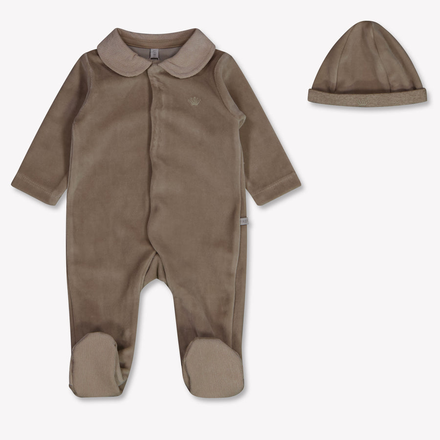 First Baby Unisex Playsuit In Beige