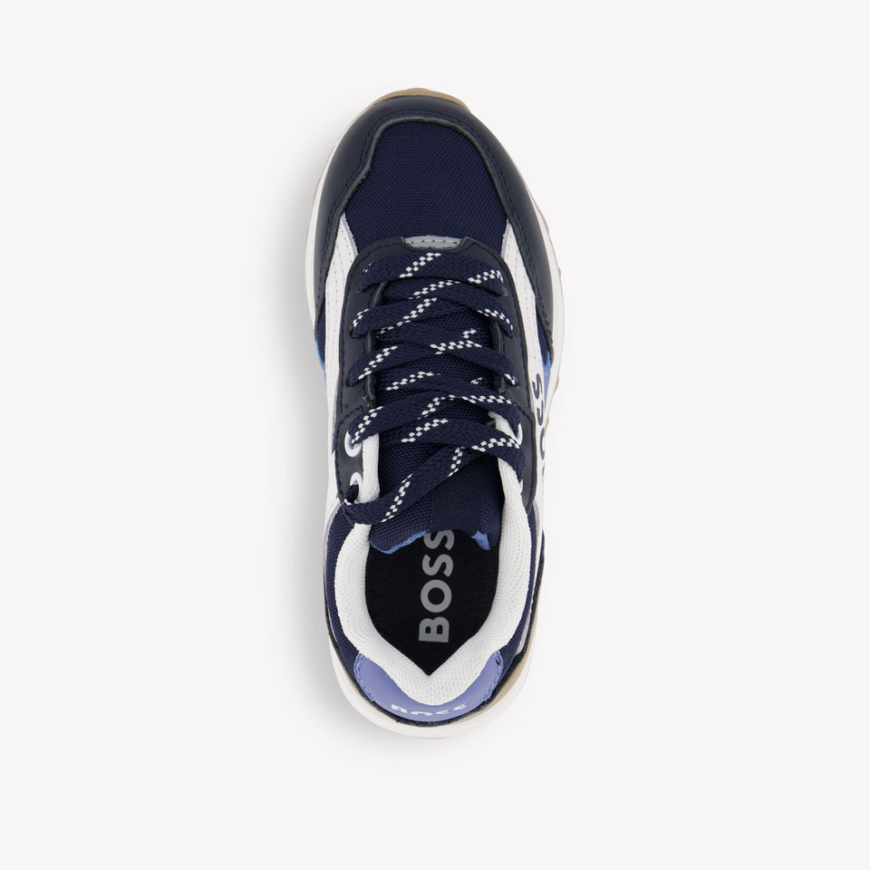 Boss Boys Sneakers In Navy