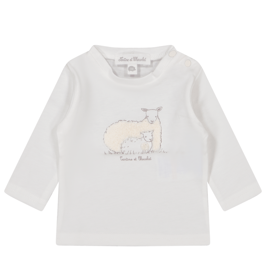 Tartine et Chocolat Baby Jongens T-Shirt Wit 0 mnd