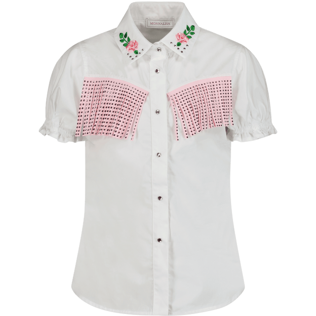 MonnaLisa Kinder Meisjes Blouse Wit 2Y