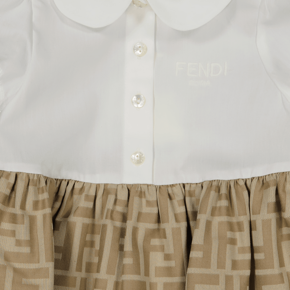 Fendi Baby Girls Dress In Beige