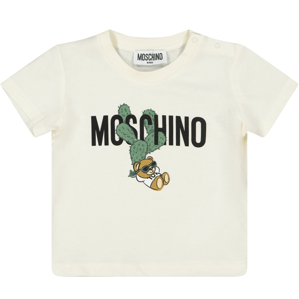 Moschino Baby Unisex T-Shirt Off White 3/6