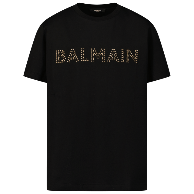 Balmain Kinder Unisex T-Shirt Zwart 4Y