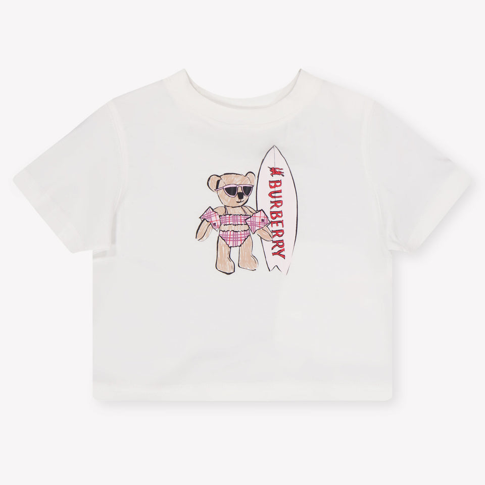 Burberry CedarTeddy Baby Girls T-Shirt In OffWhite