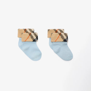Burberry Turn Back Baby Boys Socks In Light Blue