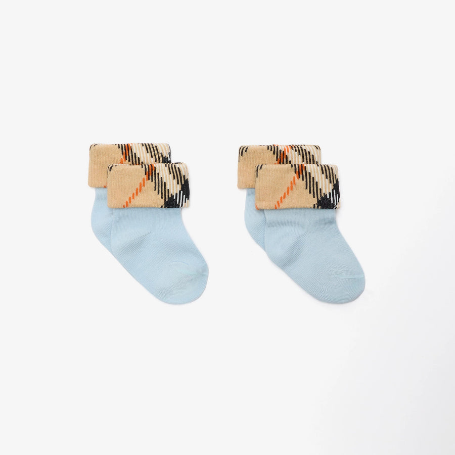 Burberry Turn Back Baby Boys Socks In Light Blue