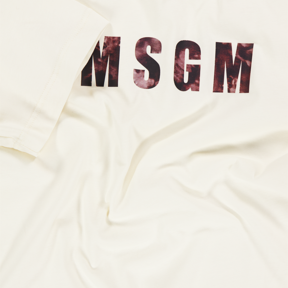 MSGM Kinder Jongens T-Shirt In Off White
