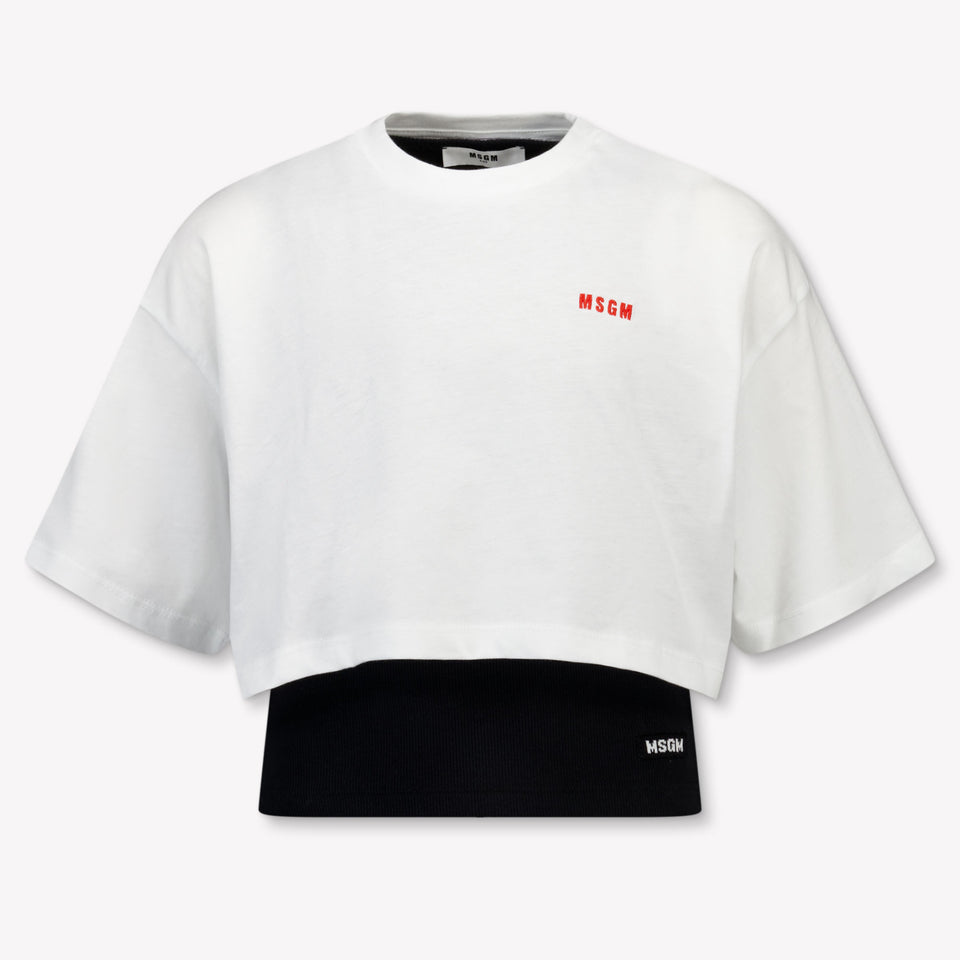 MSGM Kids Girls T-Shirt In White