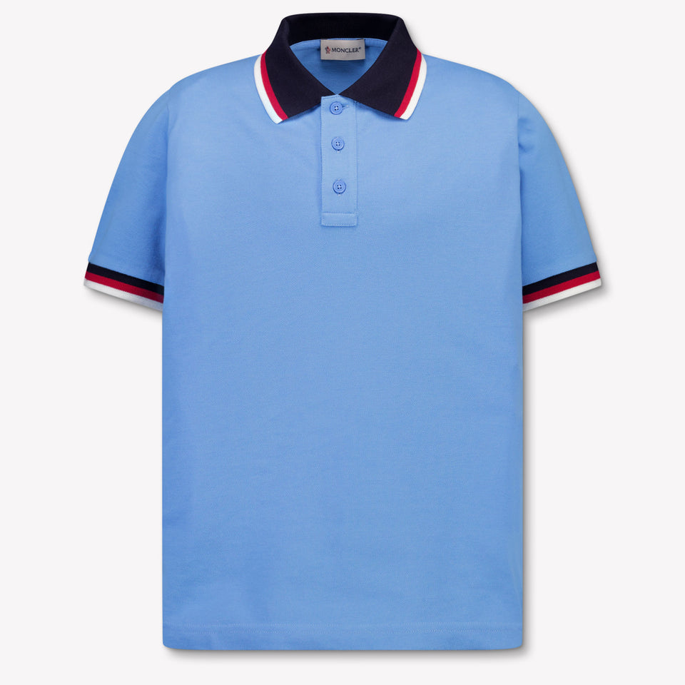 Moncler Kids Boys Polo In Light Blue