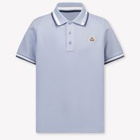 Moncler Kids Boys Polo In Light Blue