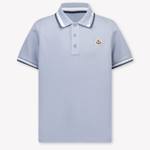 Moncler Kids Boys Polo In Light Blue