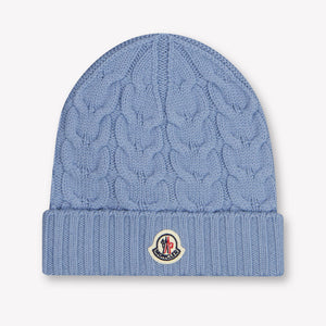Moncler Kids Boys Hat In Light Blue
