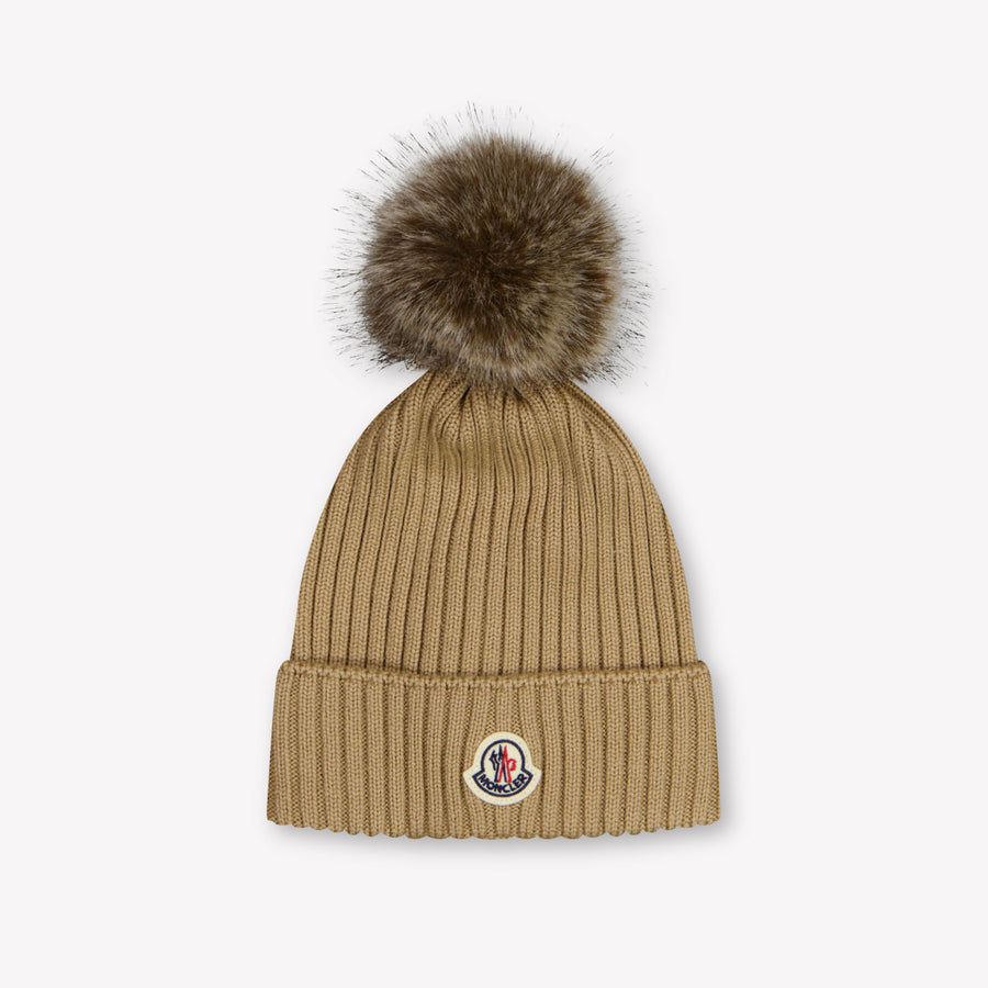 Moncler Kids Girls Hat In Beige