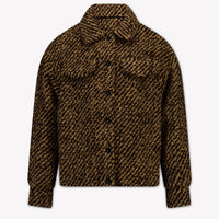 Moncler Kids Girls Cardigan In Dark Brown