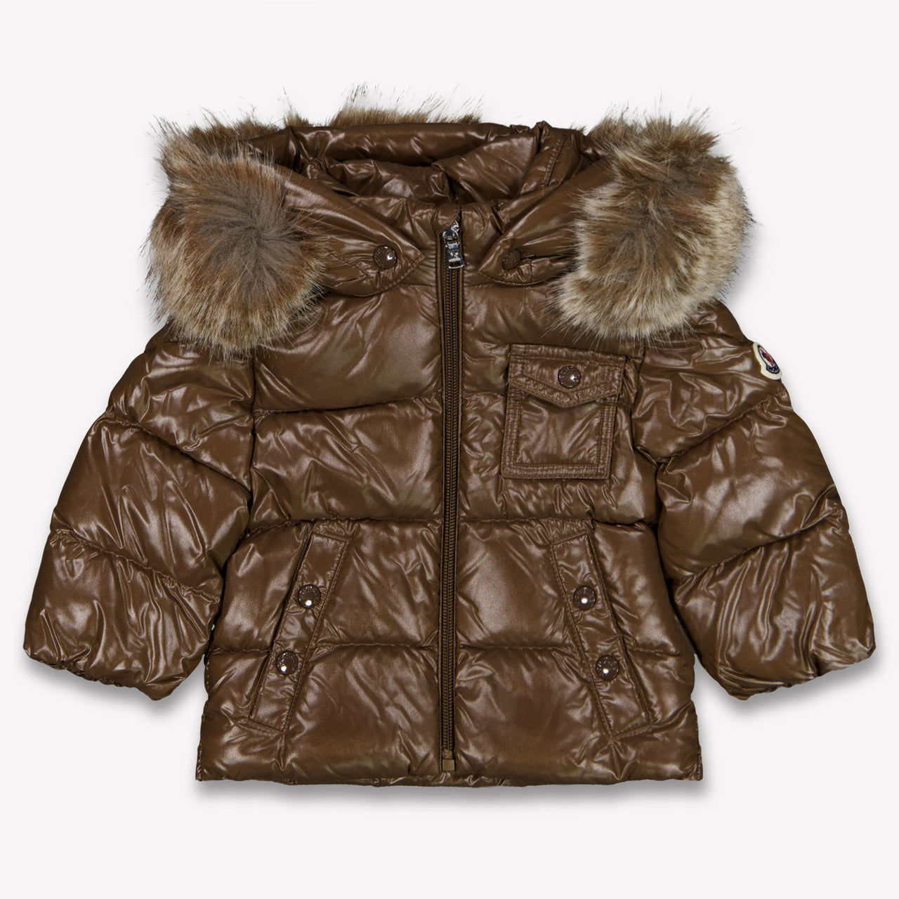 Moncler K2 Baby Unisex Winterjas In Donker Bruin