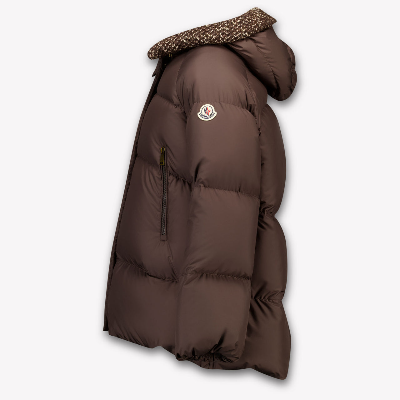 Moncler Duilla Kids Girls Winter Coat In Dark Brown