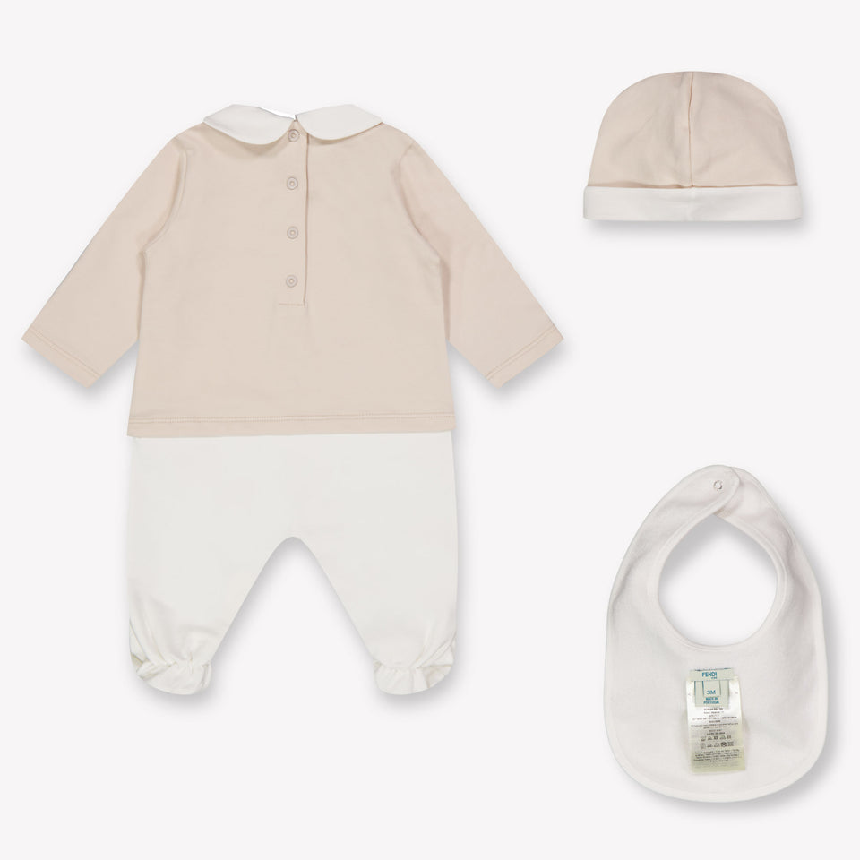 Fendi Baby Unisex Playsuit In Light Beige