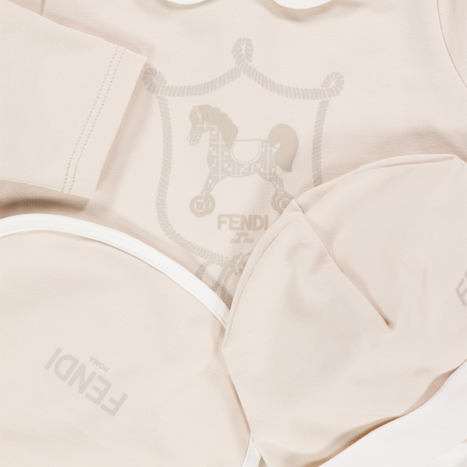Fendi Baby Unisex Playsuit In Light Beige
