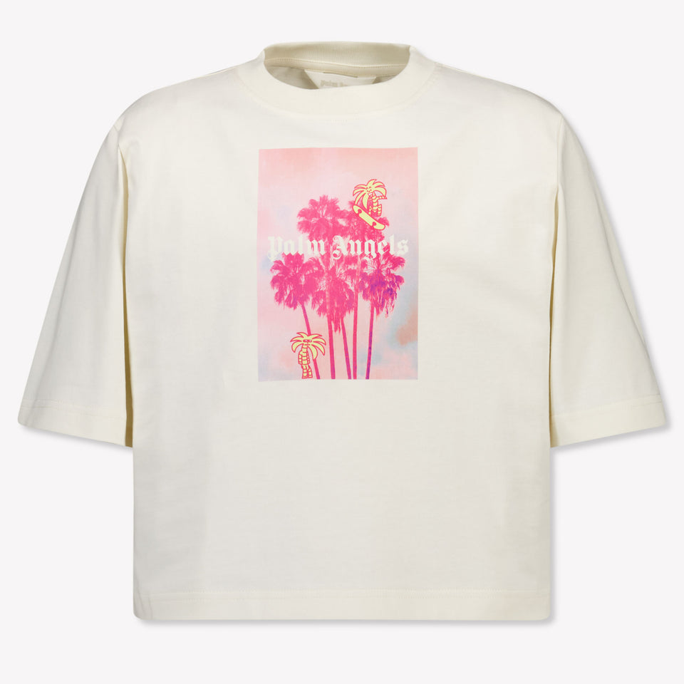 Palm Angels Kinder Meisjes T-Shirt In Off White