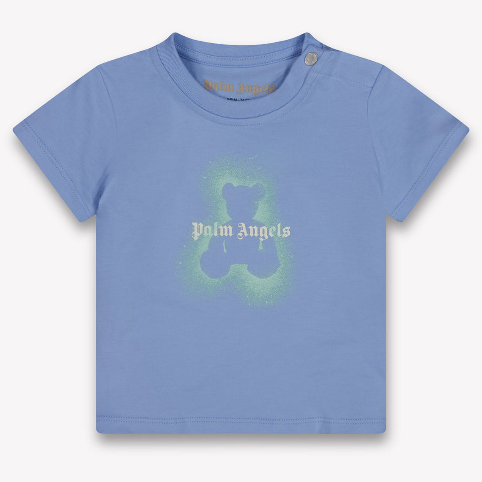 Palm Angels Baby Jongens T-Shirt In Licht Blauw
