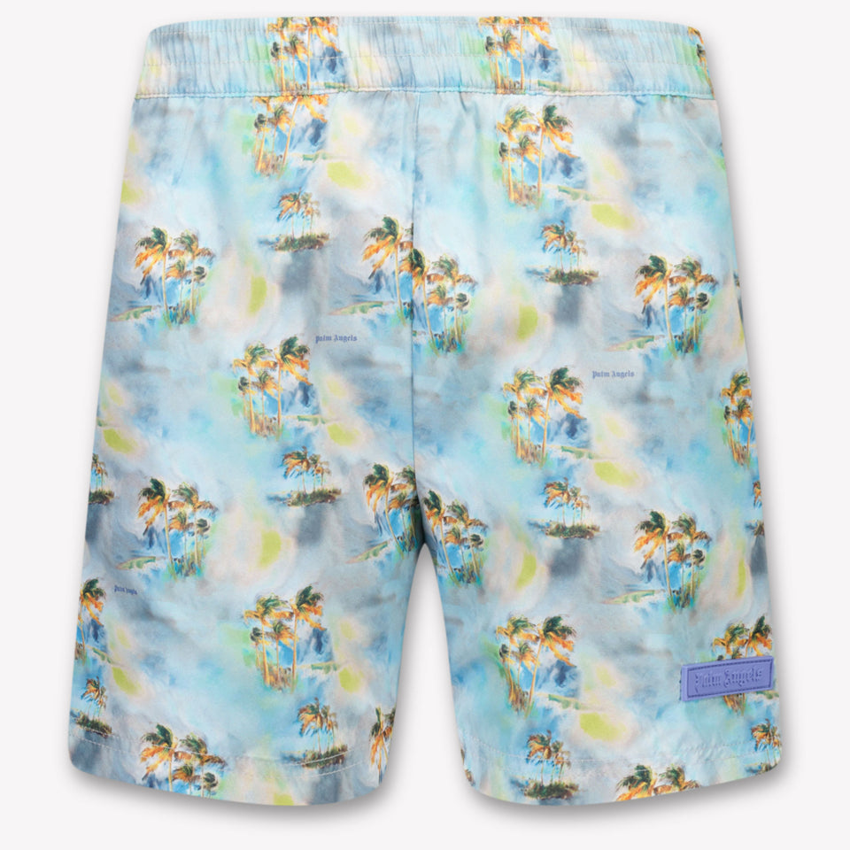 Palm Angels Kids Boys Swimwear In Light Blue